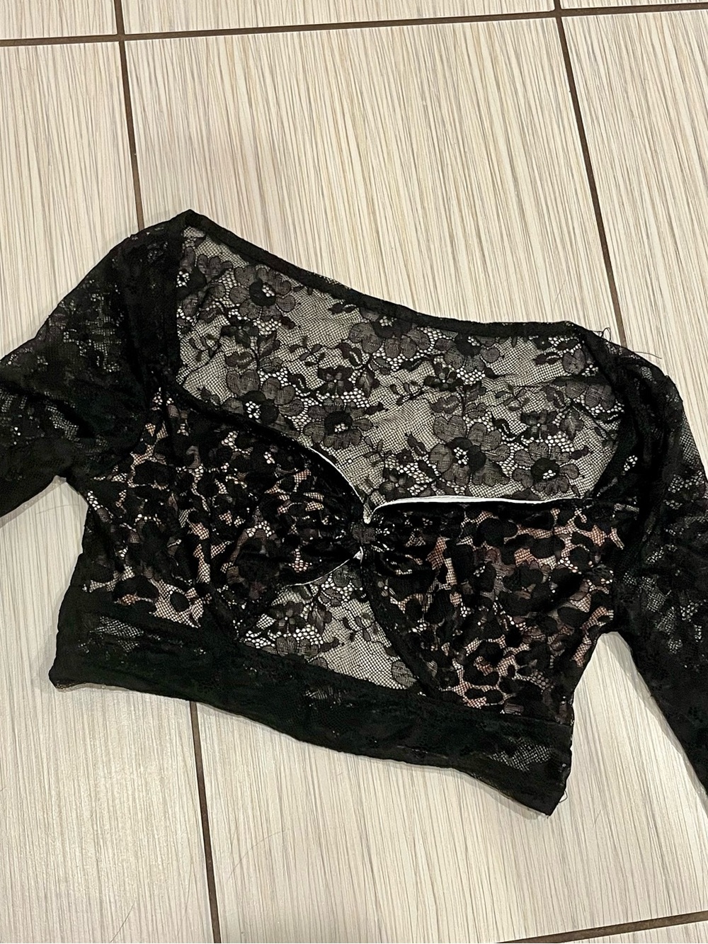 Black Lace Sheer Crop Top